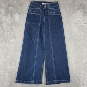 Mica Los Angeles Wide Leg Denim Jeans Womens 27 High Rise Dark Wash
